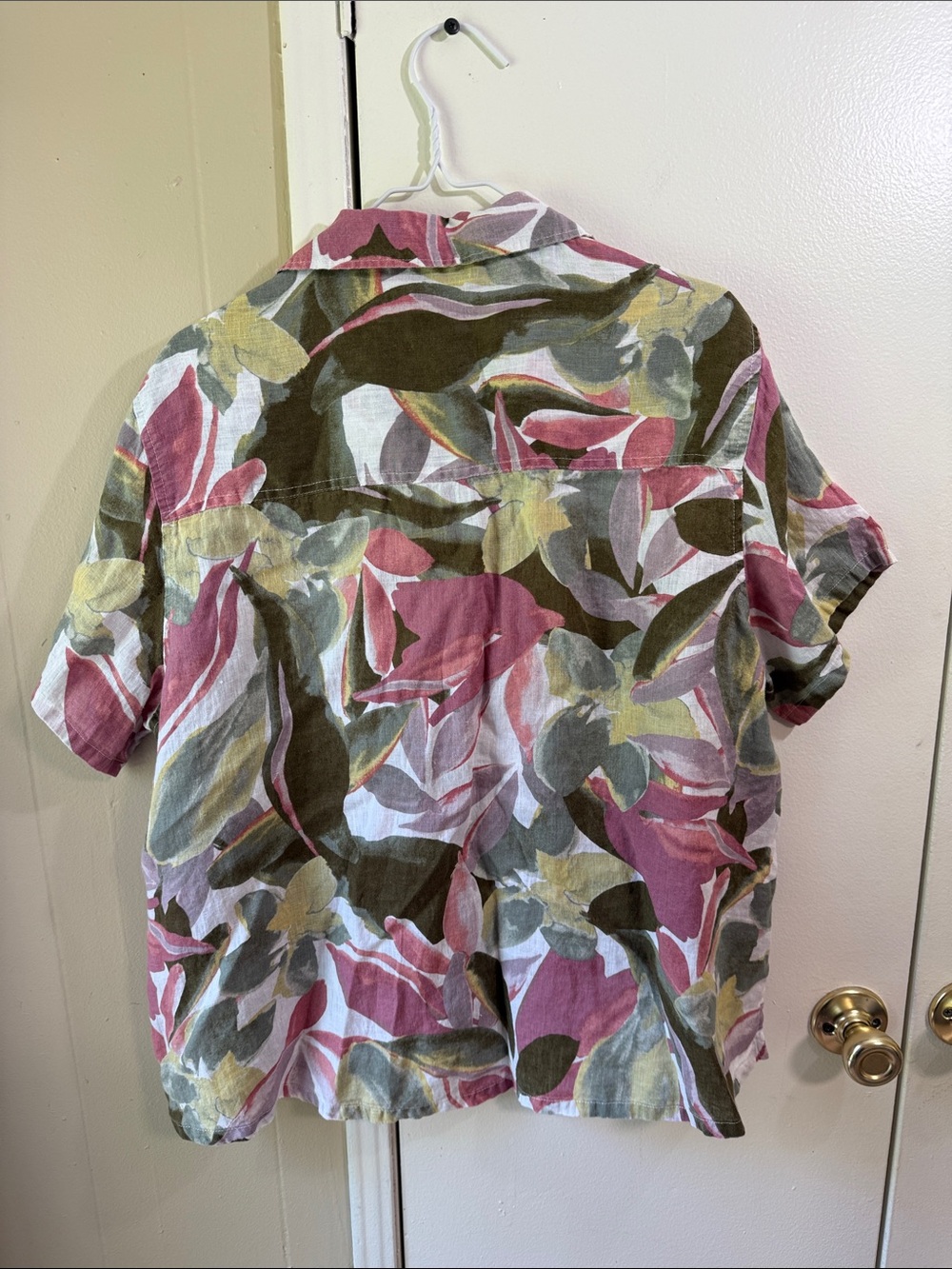 Tahari 100% Linen Floral Button Blouse Resort Vacation Beach High Low Top 1X - Picture 9 of 13